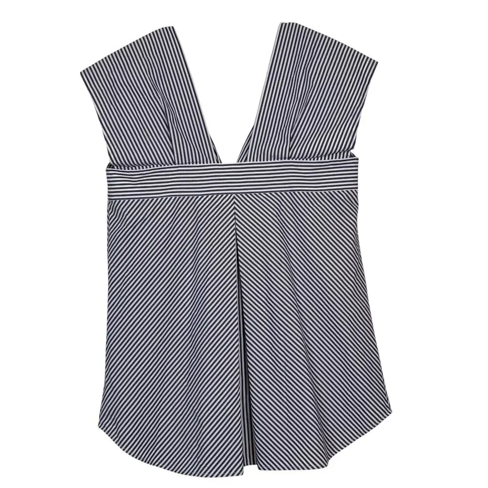 Theory Hartman Stripe Off Shoulder Button Top Size M NWT $265 Retail - Picture 4 of 9